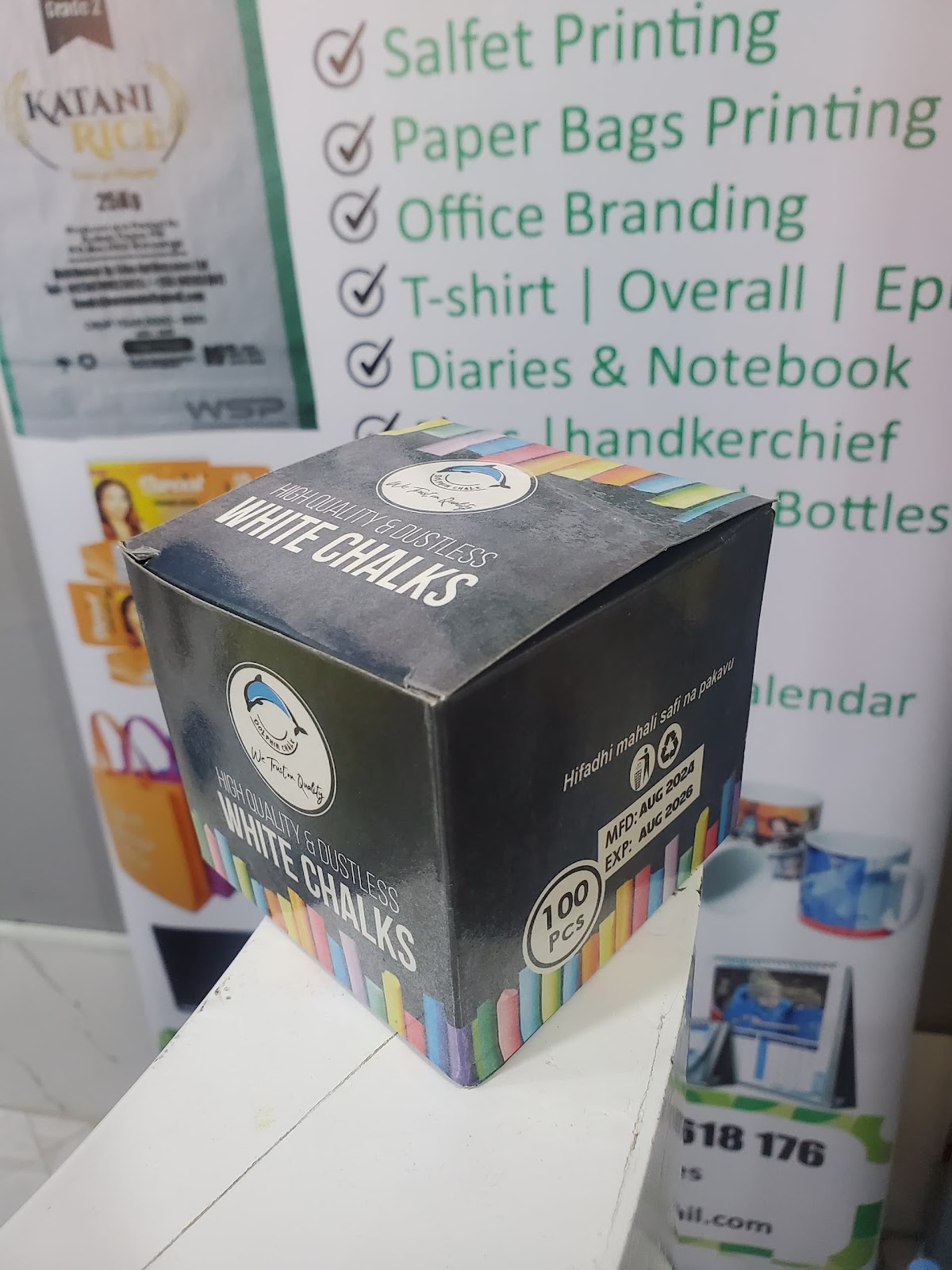 Tunaprint Box Za Chaki Kwa Logo Yako - Asante "Dolfin Chalk" Kutuamini